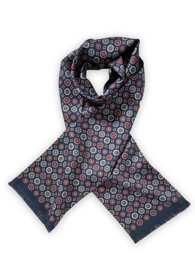 Sciarpa da uomo con ornamenti ottagonali blu
