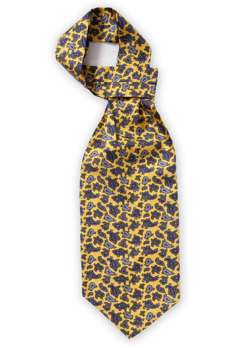 Sciarpa Ascot Motivo Paisley giocoso Giallo oro