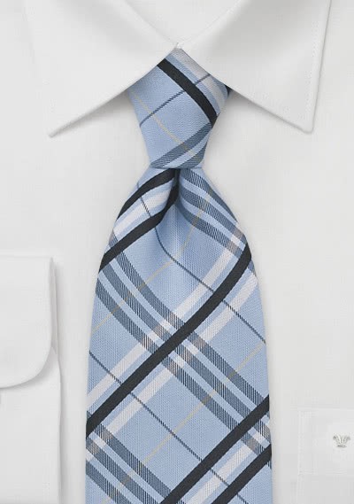 Cravatta quadri blu ghiaccio