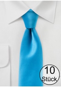 Cravatta in poli-fibra liscia blu ciano -...