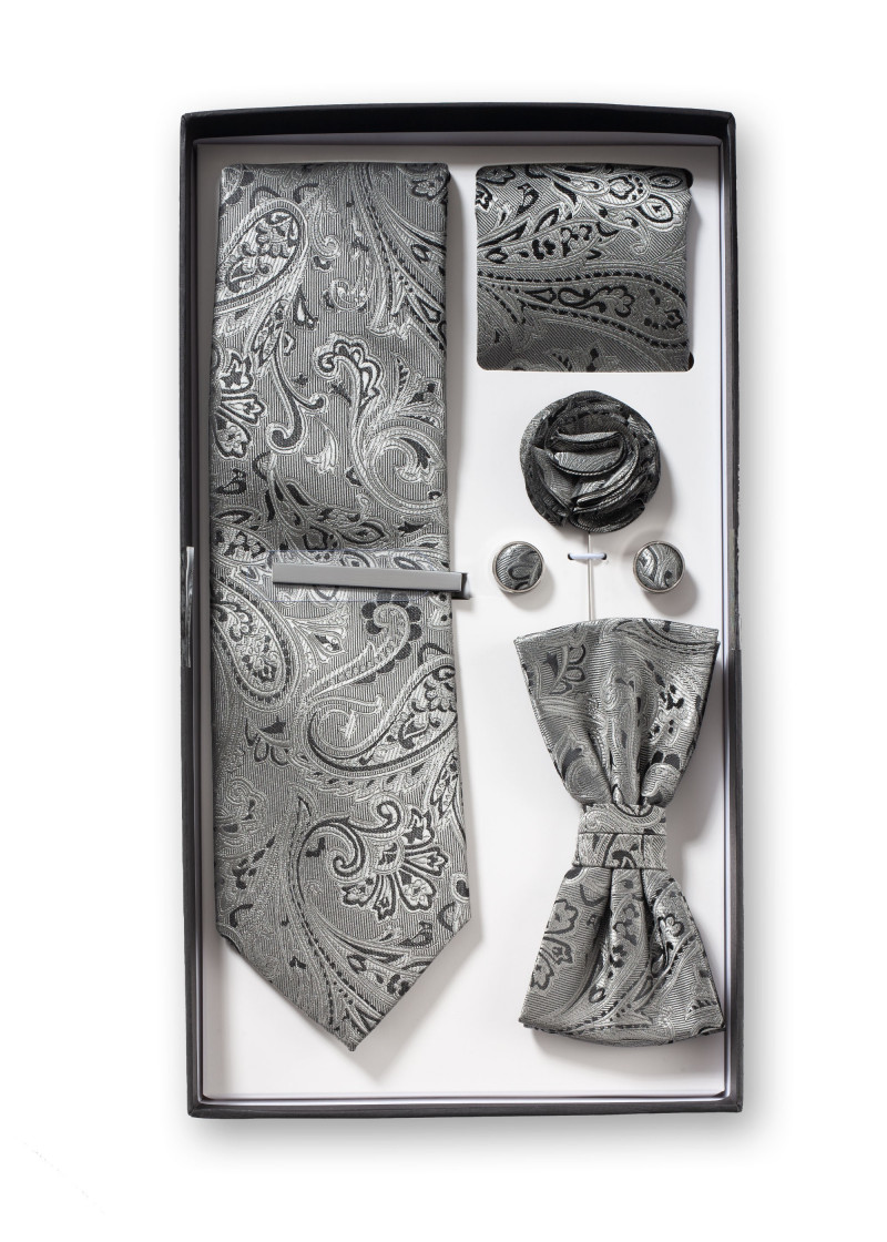 Scatola regalo motivo paisley grigio chiaro con