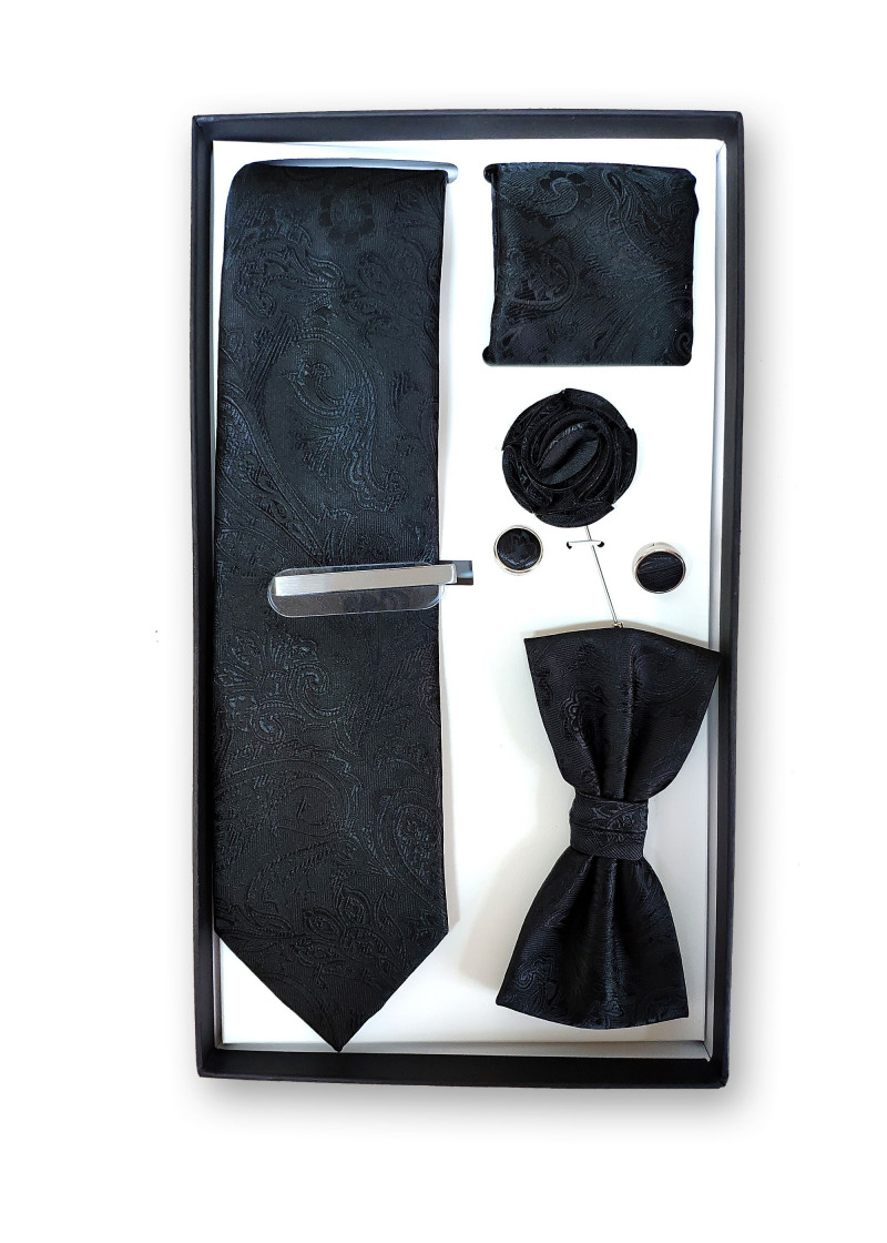 Set completo cravatta e papillon nero