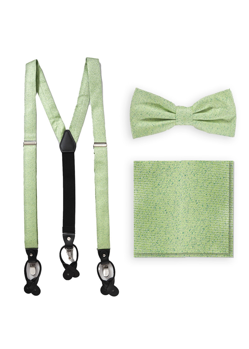 Set: papillon, fazzoletto da taschino e bretelle
