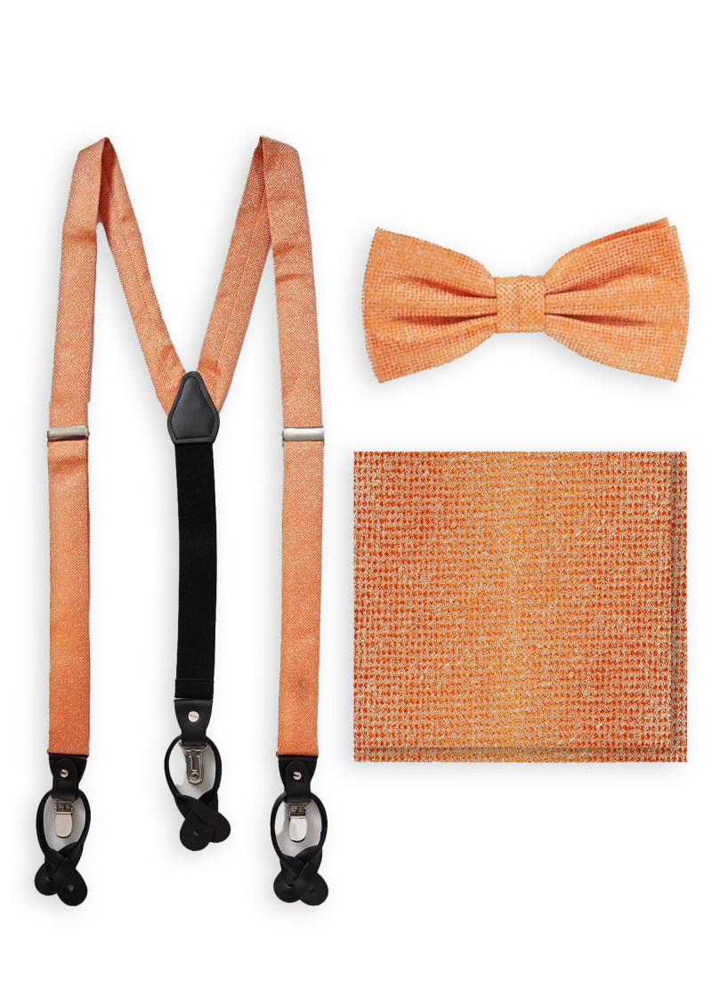 Set: papillon, fazzoletto da taschino e bretelle