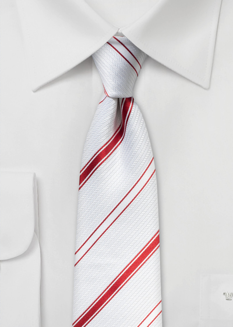 Cravatta a righe Perla Bianco Rosso