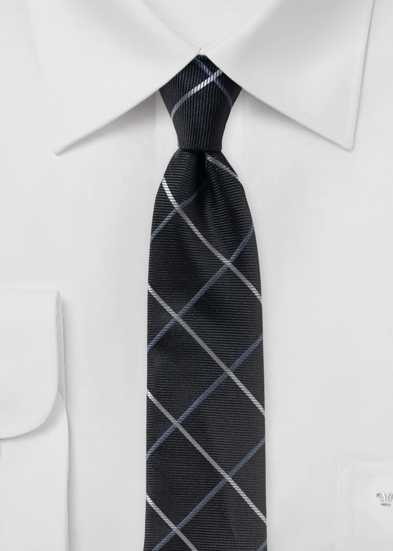 Cravatta business XXL Linea Dignified Check Nero
