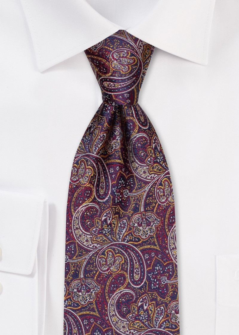 Cravatta business con motivo paisley rosso vino