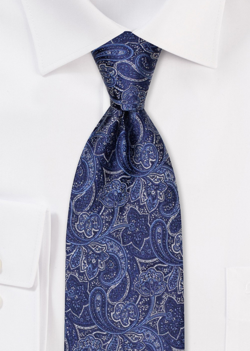 Cravatta con motivo paisley blu navy