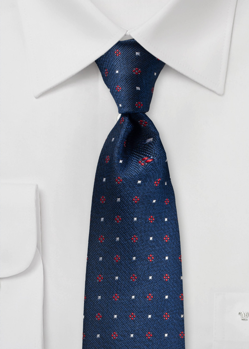 Cravatta blu navy con motivo floreale