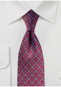 Cravatta in seta con motivo geometrico rosso