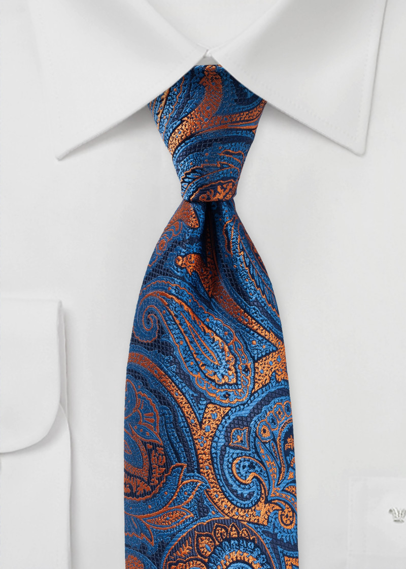 Cravatta con motivo paisley in arancione scuro