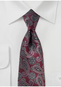Cravatta con motivo paisley rosso bordeaux...