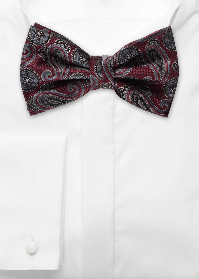 Papillon da uomo con motivo Paisley rosso scuro