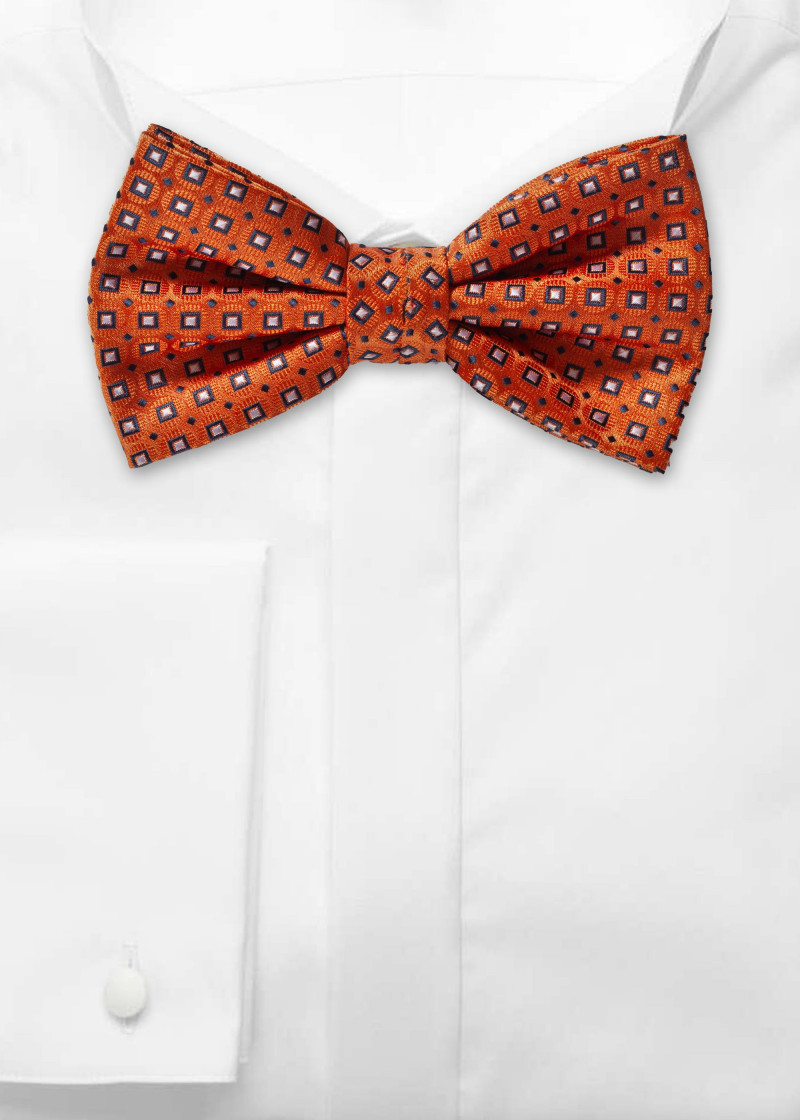 Papillon uomo stile retrò arancione bianco neve