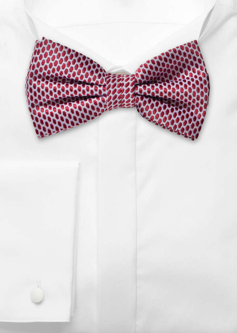 Papillon da uomo dal look retrò rosso perla bianca