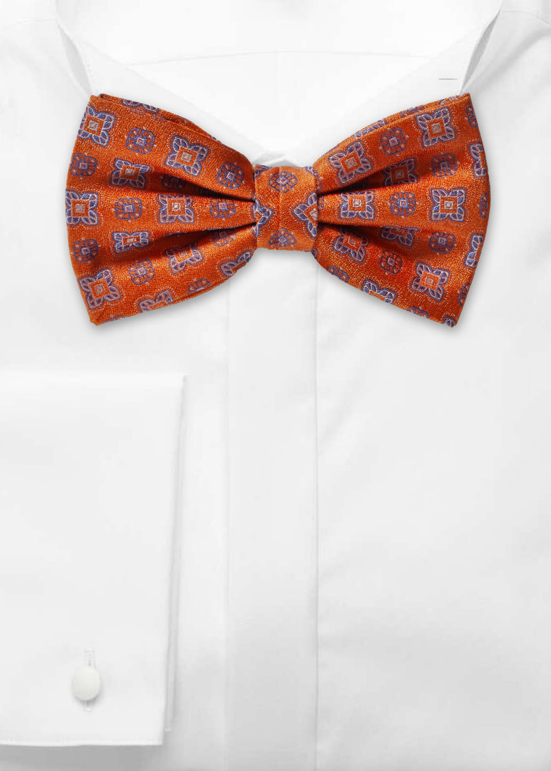 Papillon di seta con disegno arancione