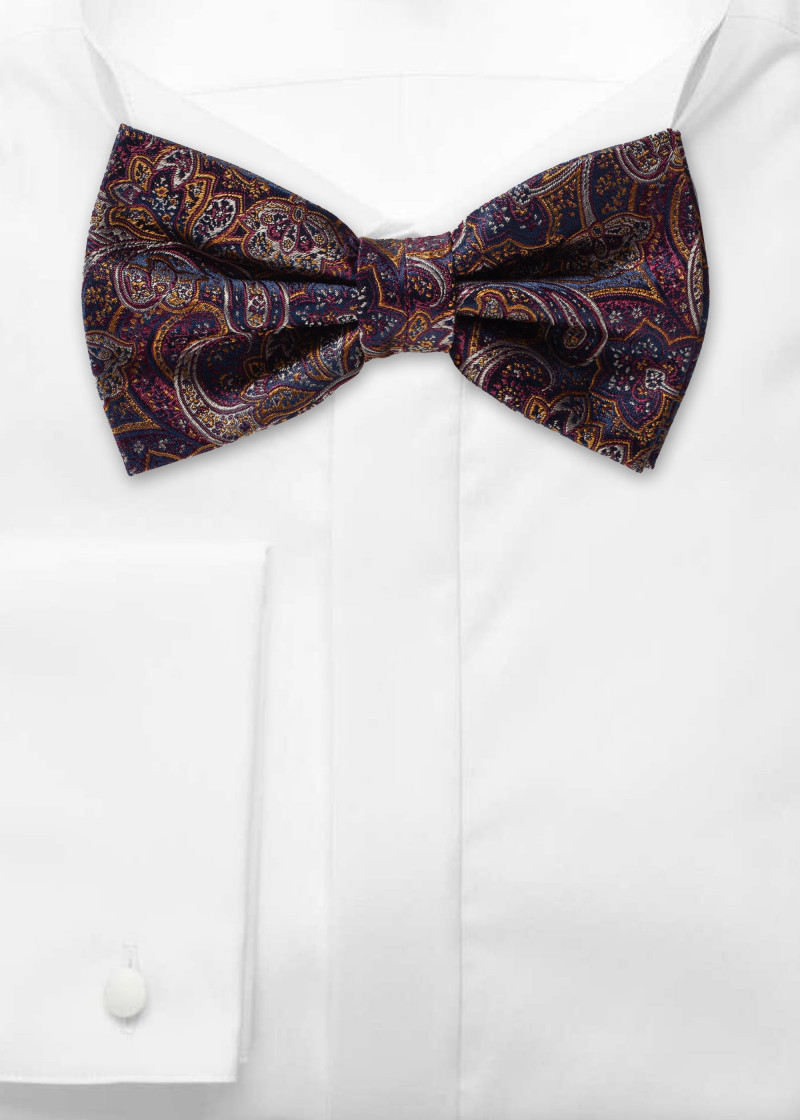 Papillon da uomo con motivo Paisley Rosso scuro