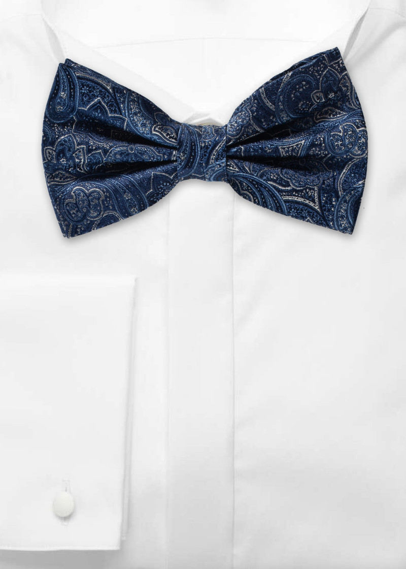 Papillon con motivo paisley blu navy