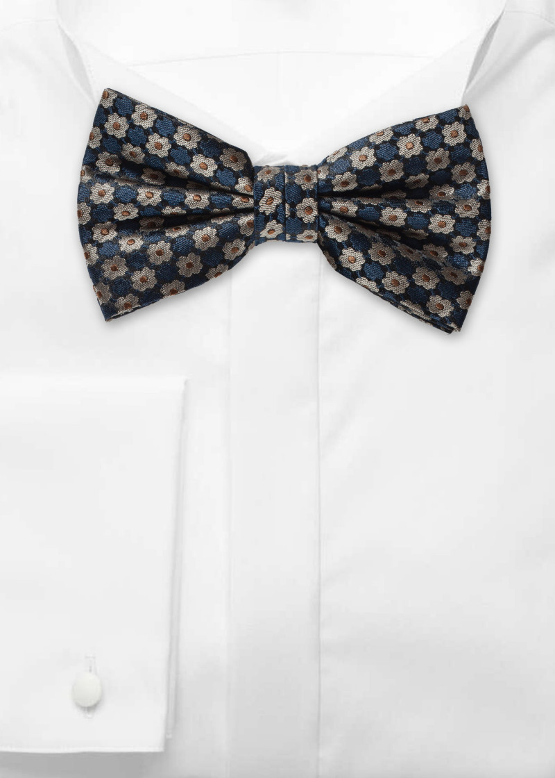 Papillon da uomo con design floreale blu notte