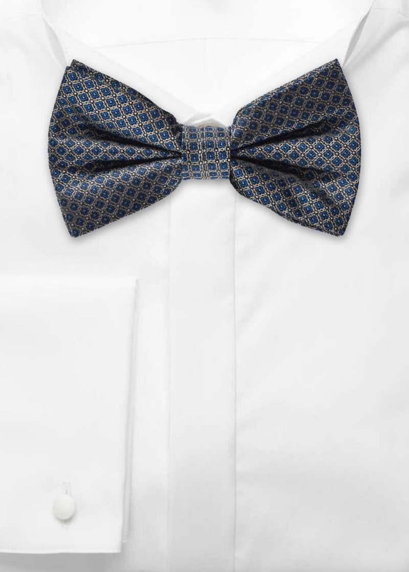 Papillon da uomo con motivo a struttura blu scuro