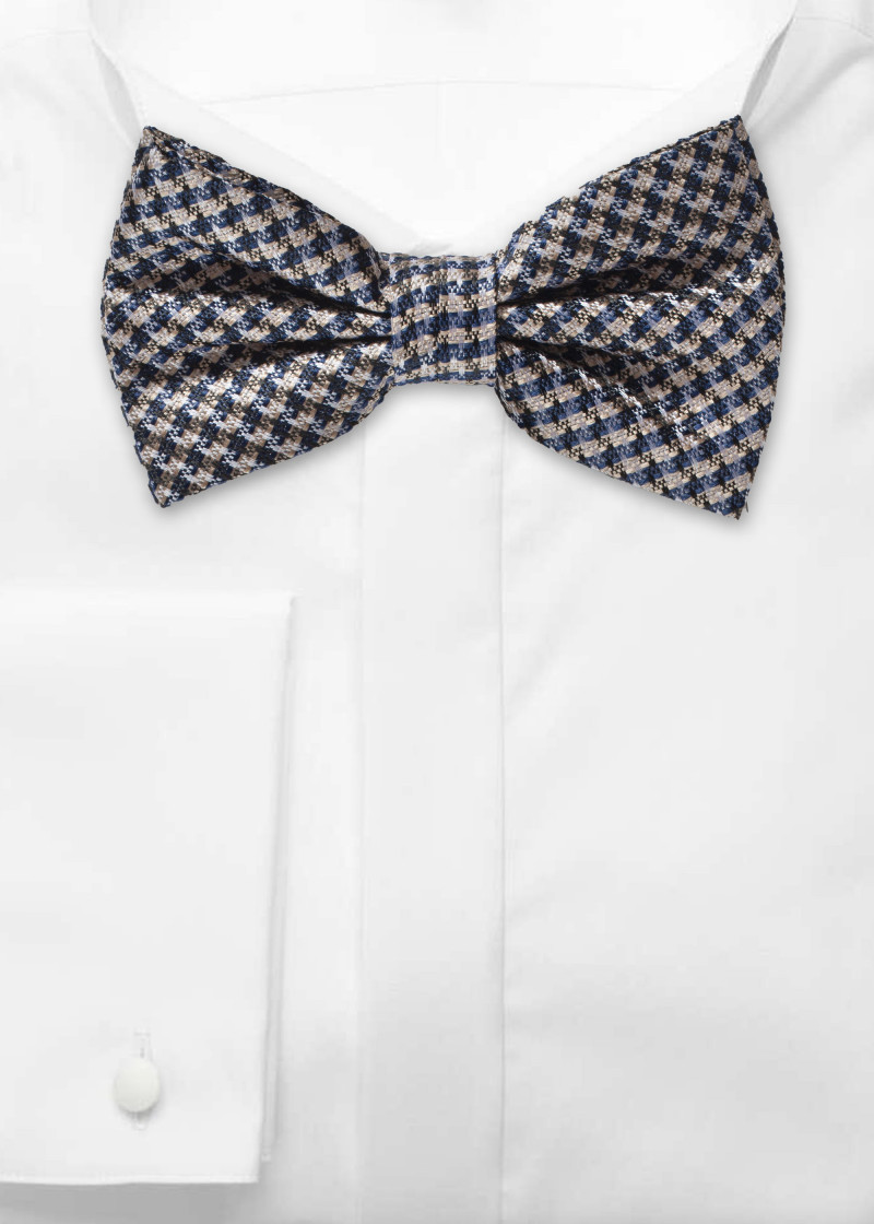 Papillon da uomo con motivo a struttura beige blu