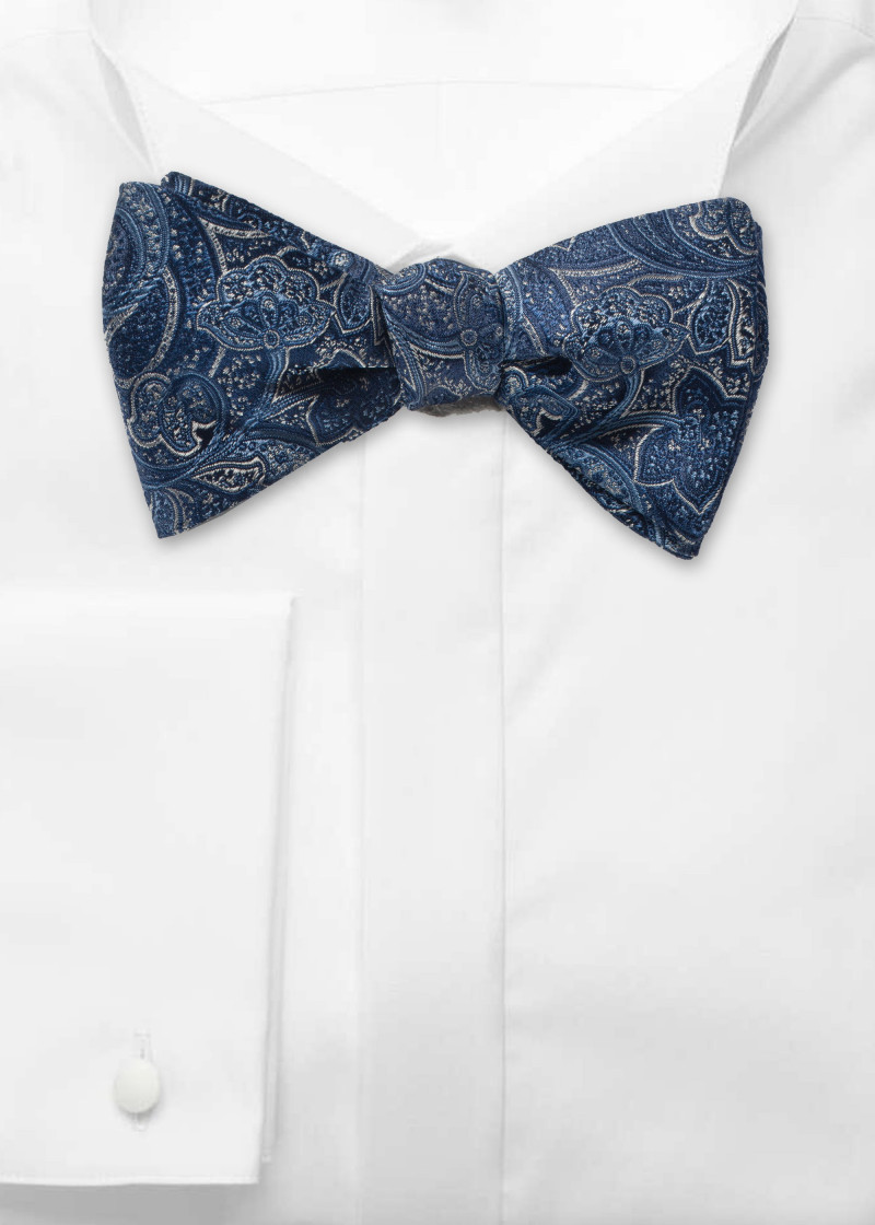 Papillon autoaderente - Motivo Paisley Blu scuro
