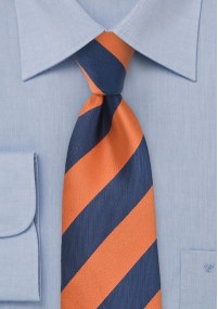 Cravatta righe larghe arancio blu