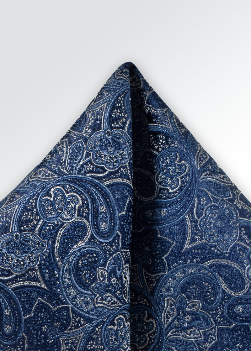 Fazzoletto da taschino con motivo Paisley blu navy