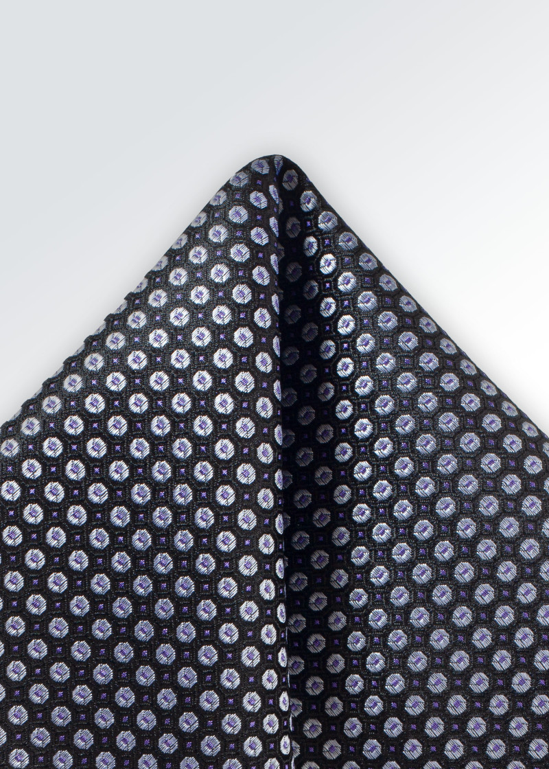 Quadretto da taschino con decoro geometrico nero