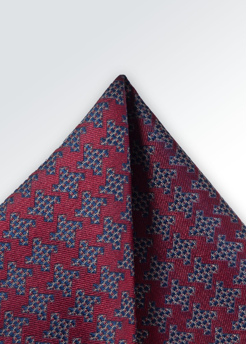 Quadrotto da taschino con decoro geometrico rosso