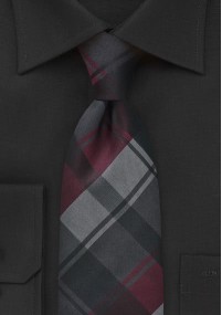 Cravatta quadri grigi rosso vinaccia