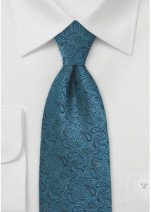 Paisleymotiv-Herrenkrawatte petrol Ton in Ton