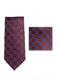 Set di cravatte "pied-de-poule" rosso medio