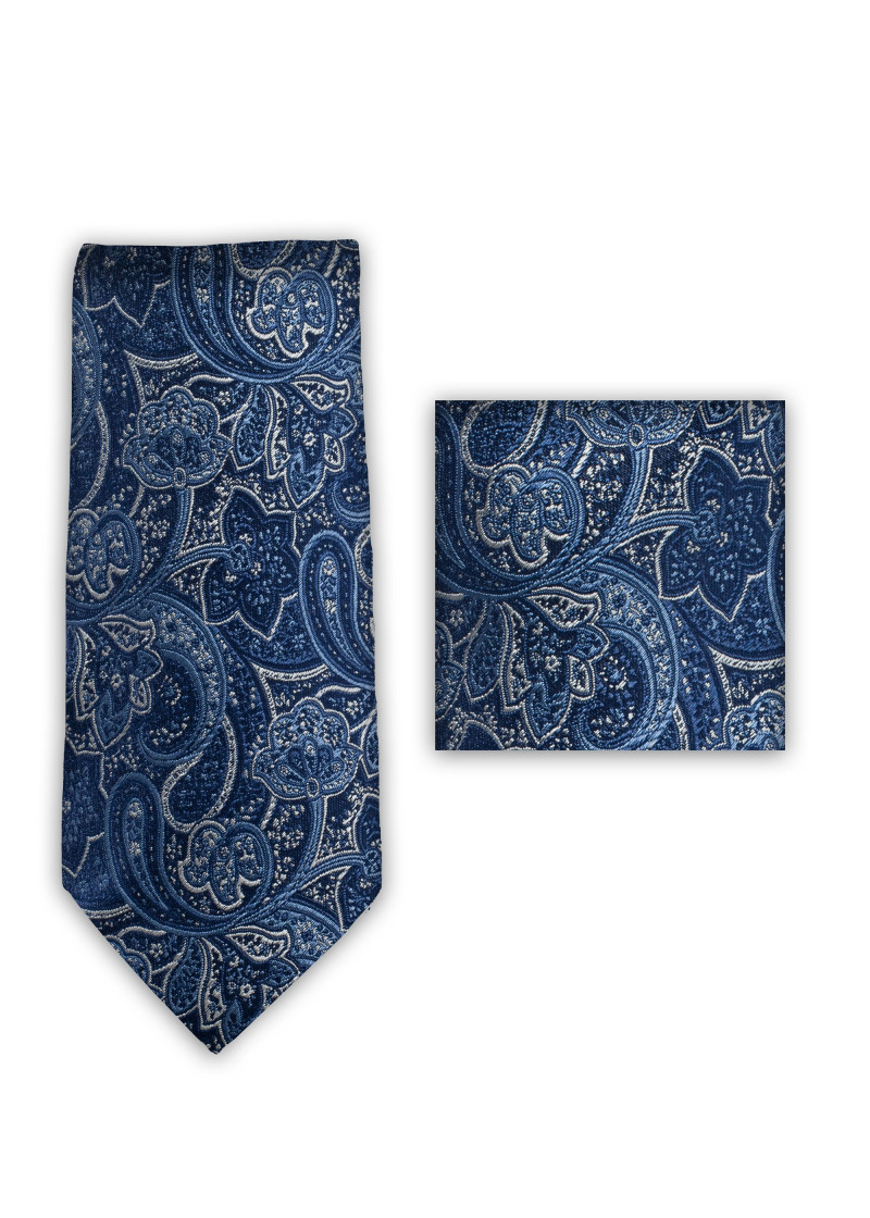 Cravatta in tessuto blu navy con motivo paisley