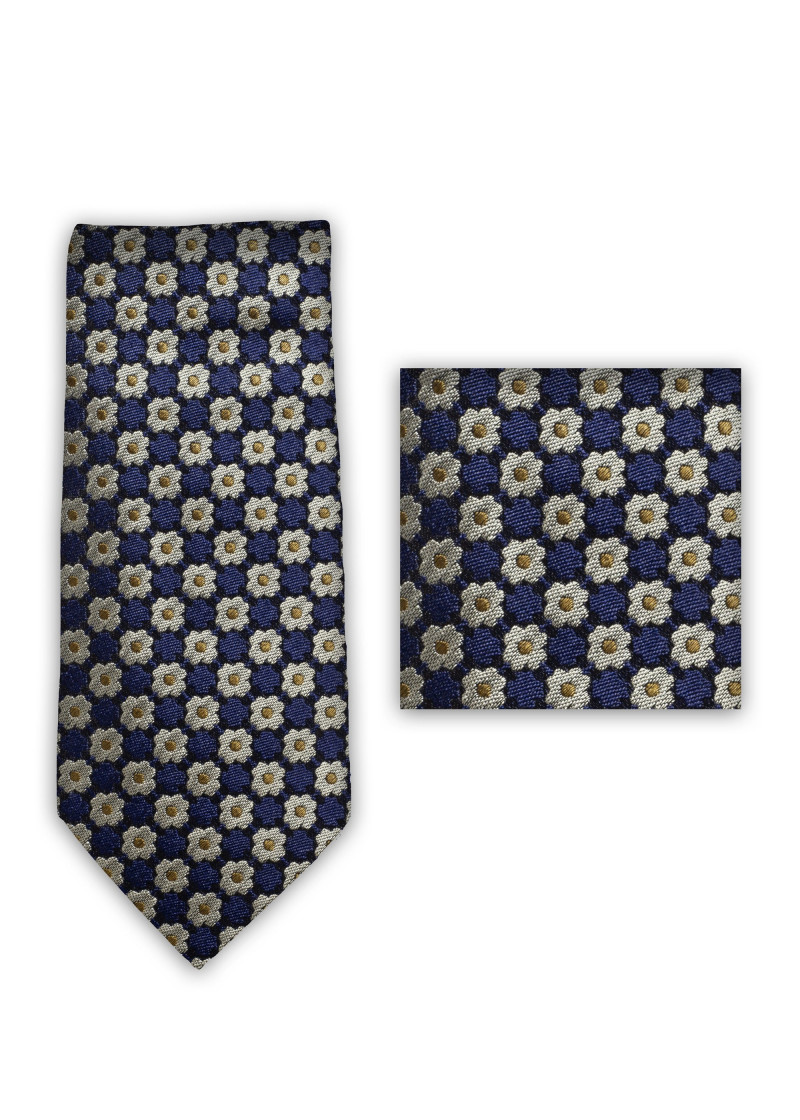Papillon da uomo in tessuto blu navy a fiori