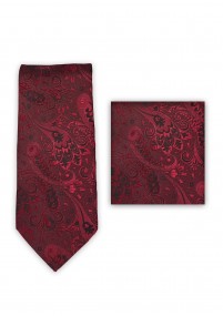 Set Cravatta Uomo Sciarpa Paisley Rosso