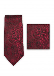 Set Cravatta Uomo Sciarpa Paisley Rosso