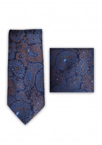 Set di cravatte in tessuto paisley blu scuro