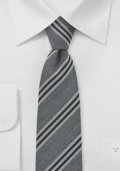 Cravatta lana grigio righe