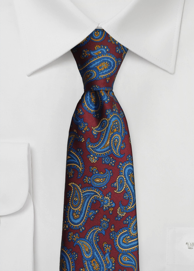 Cravatta da uomo con motivo Paisley marrone rosso