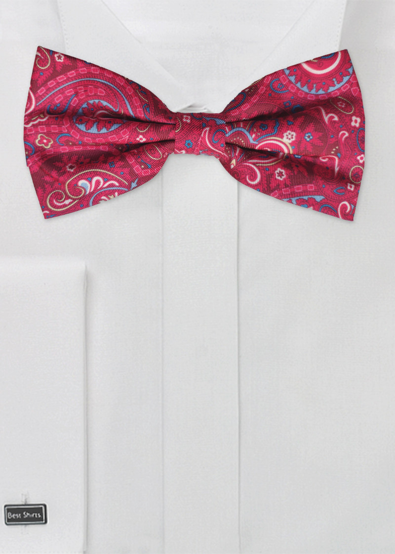 Papillon da uomo con motivo Paisley rosso medio