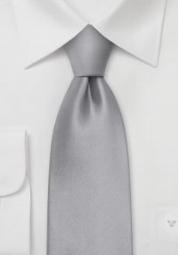 Cravatta da uomo in raso grigio argento