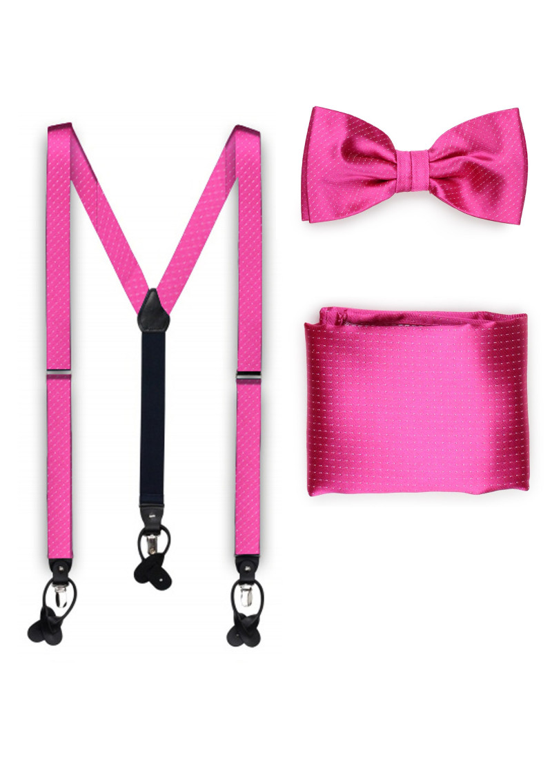 Set fiocco cavaliere sciarpa bretelle punti rosa