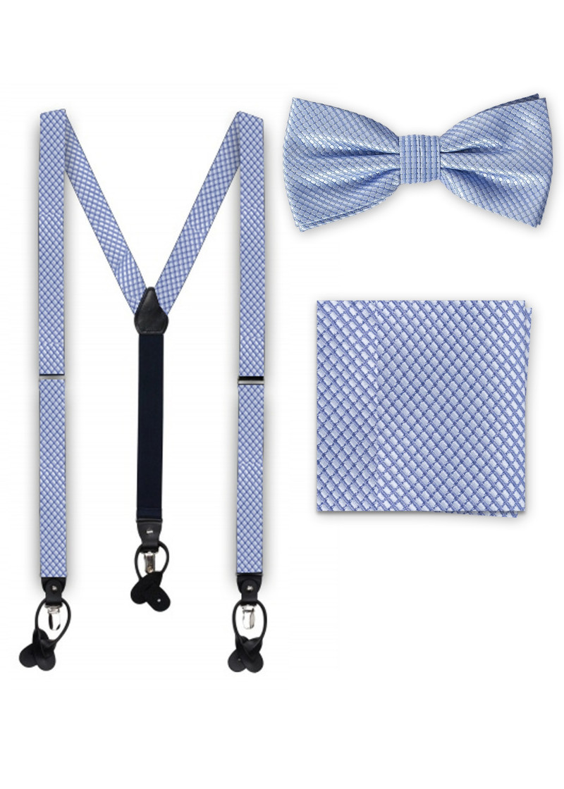 Combinazione di bretelle papillon sciarpa uomo blu
