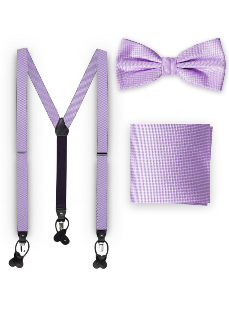 Set di bretelle papillon sciarpa uomo viola