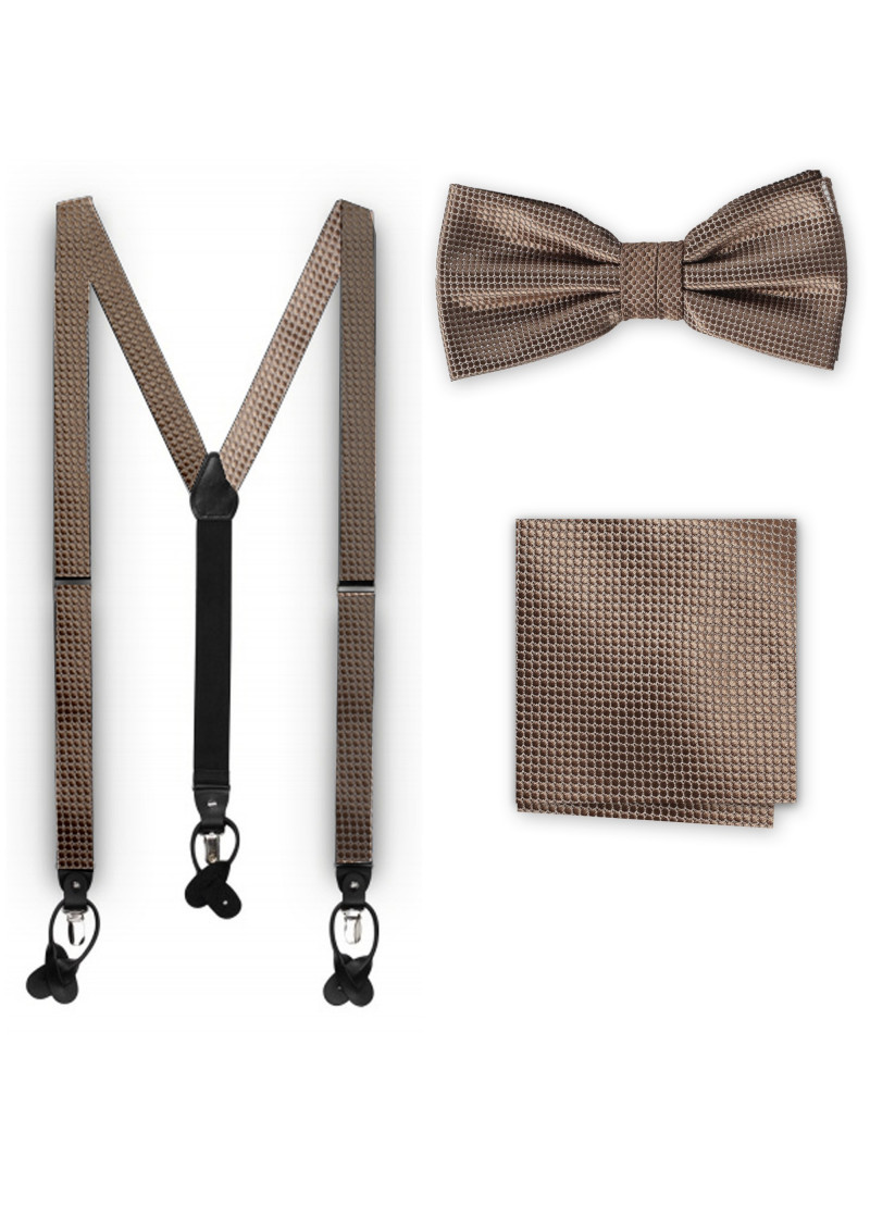 Bretelle combinate papillon sciarpa uomo marrone