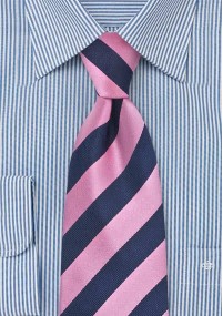 Cravatta XXL blu rosa righe