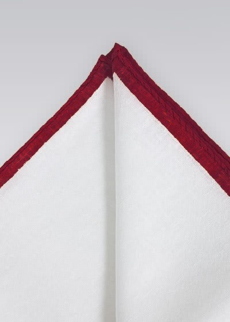 Sciarpa Cavalier bianco naturale lino rosso bordo