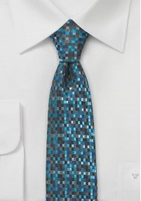 Cravatta stretta turchese quadri