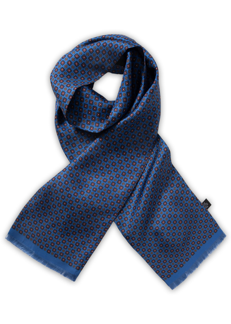 Sciarpa a cravatta con emblemi floreali in blu